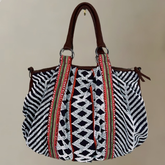 Anthropologie Lucky Penny Beaded Boho Geometry Bag Purse Tote - Picture 10 of 11